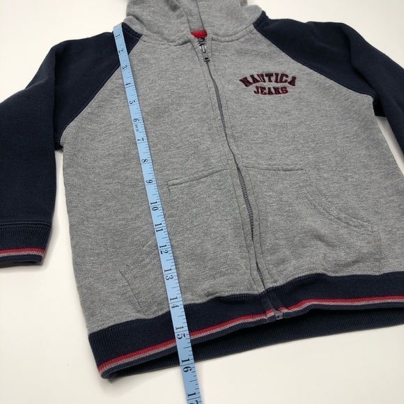 NAUTICA Jeans Grey Navy Varsity Fleece Lined Full Zip-up Toddler Hoodie SIZE 4T - Picture 13 of 13